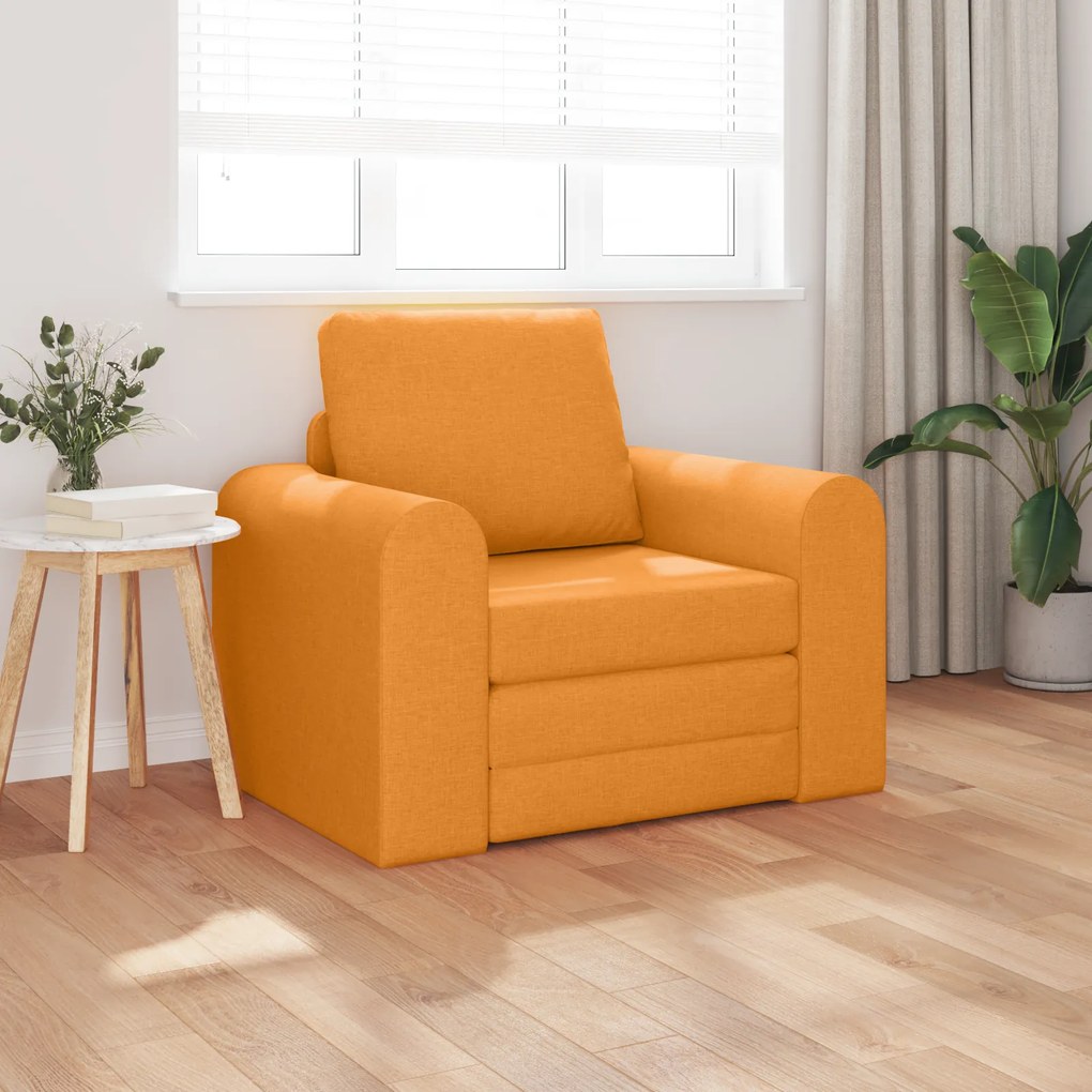 vidaXL Sofá Cama de Chão 2-em-1 Amarelo Escuro 98x71x83 cm Tecido