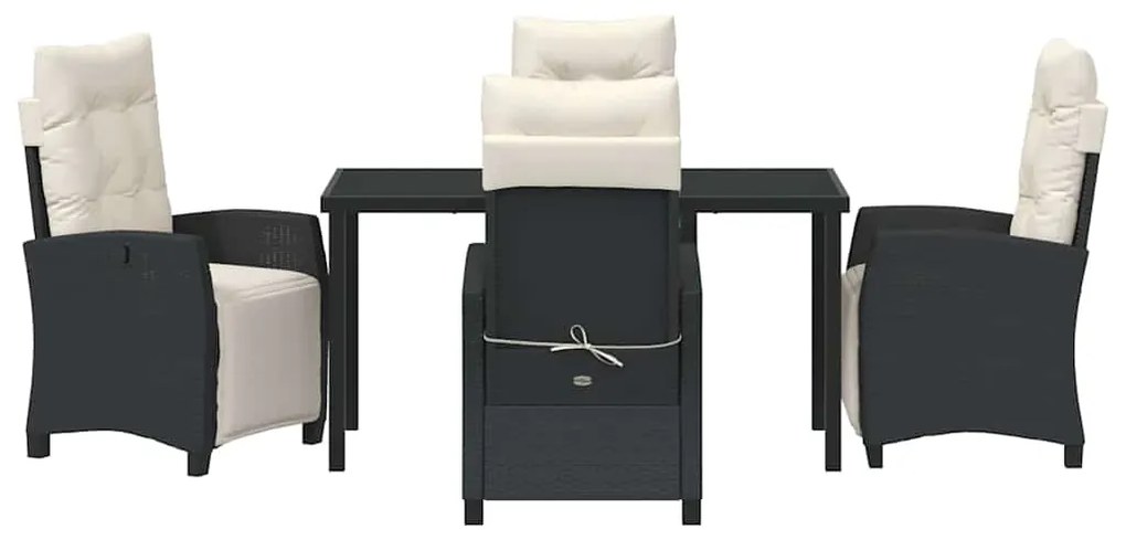 Conjunto de Jantar de Jardim com 5 Peças em Preto, Rattan e Poliéster