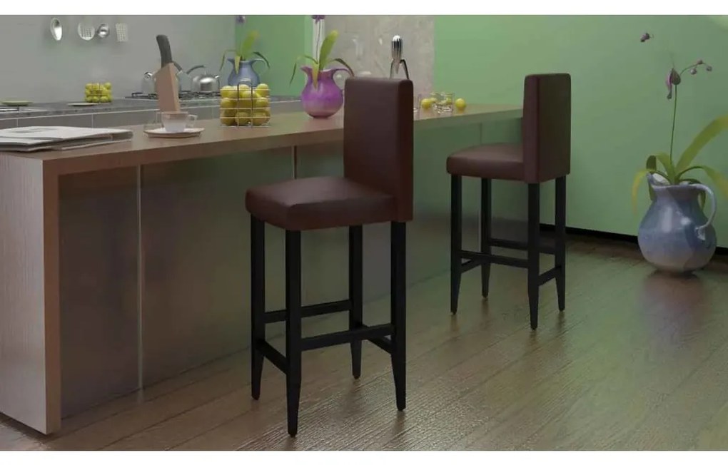 vidaXL Bancos de bar 6 pcs couro artificial castanho-escuro