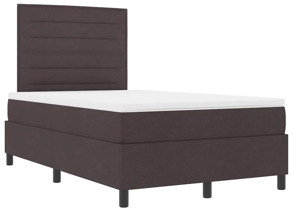 Cama Box Spring com Colchão Marrom Escuro 120x200 cm Tecido