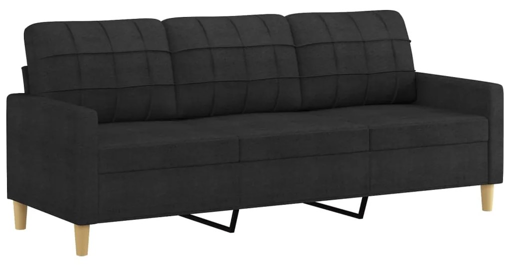 4 pcs conjunto de sofás com almofadas tecido preto
