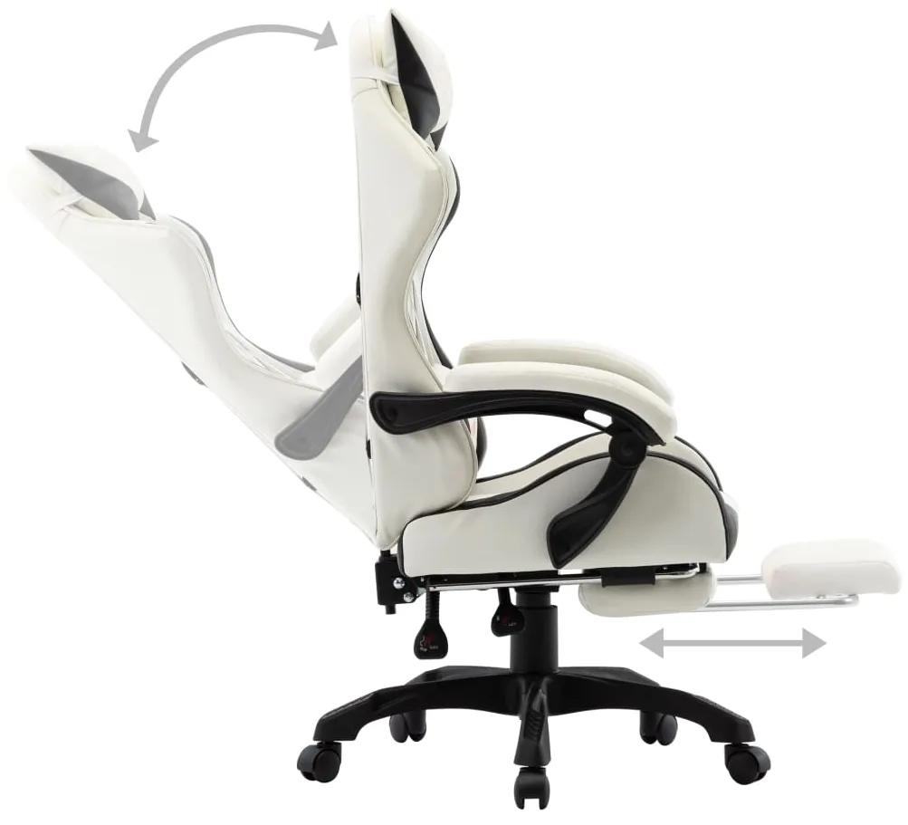 Cadeira estilo corrida c/ apoio pés couro artif. preto/branco