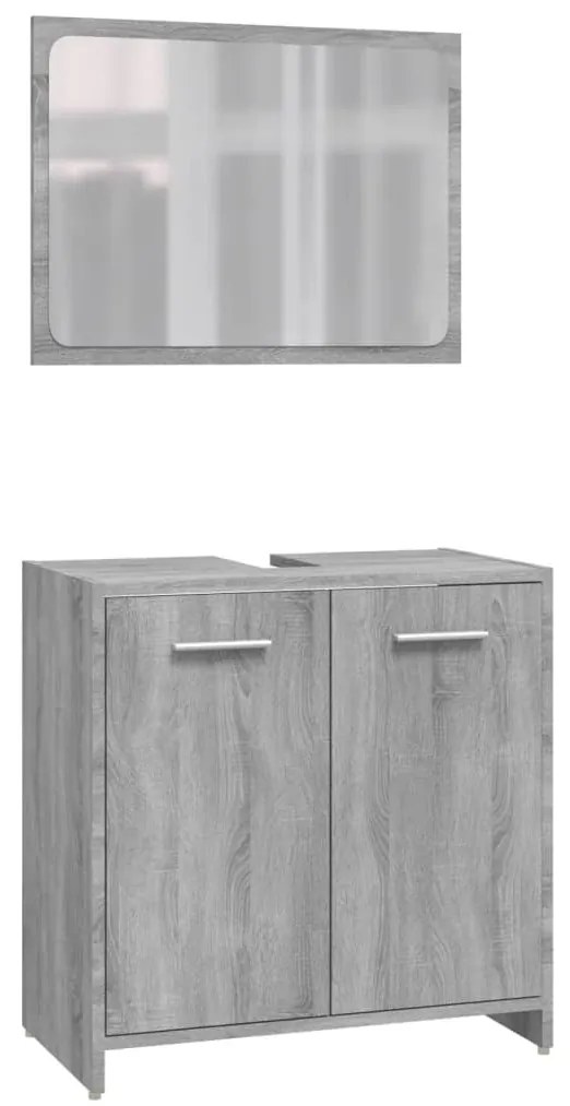 4 pcs Conjunto móveis casa de banho madeira proc. cinza sonoma