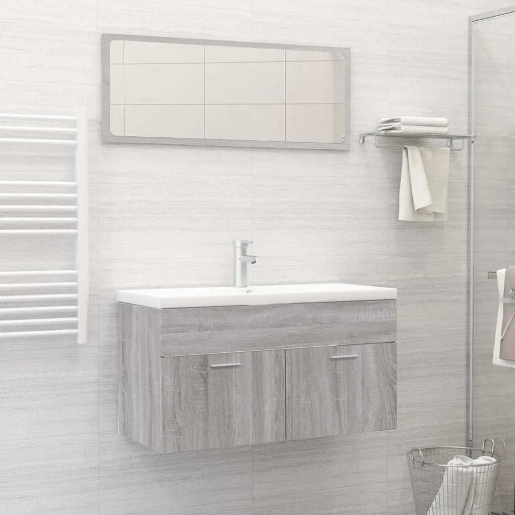 826624 vidaXL 2 pcs conjunto móveis WC derivados de madeira sonoma cinza