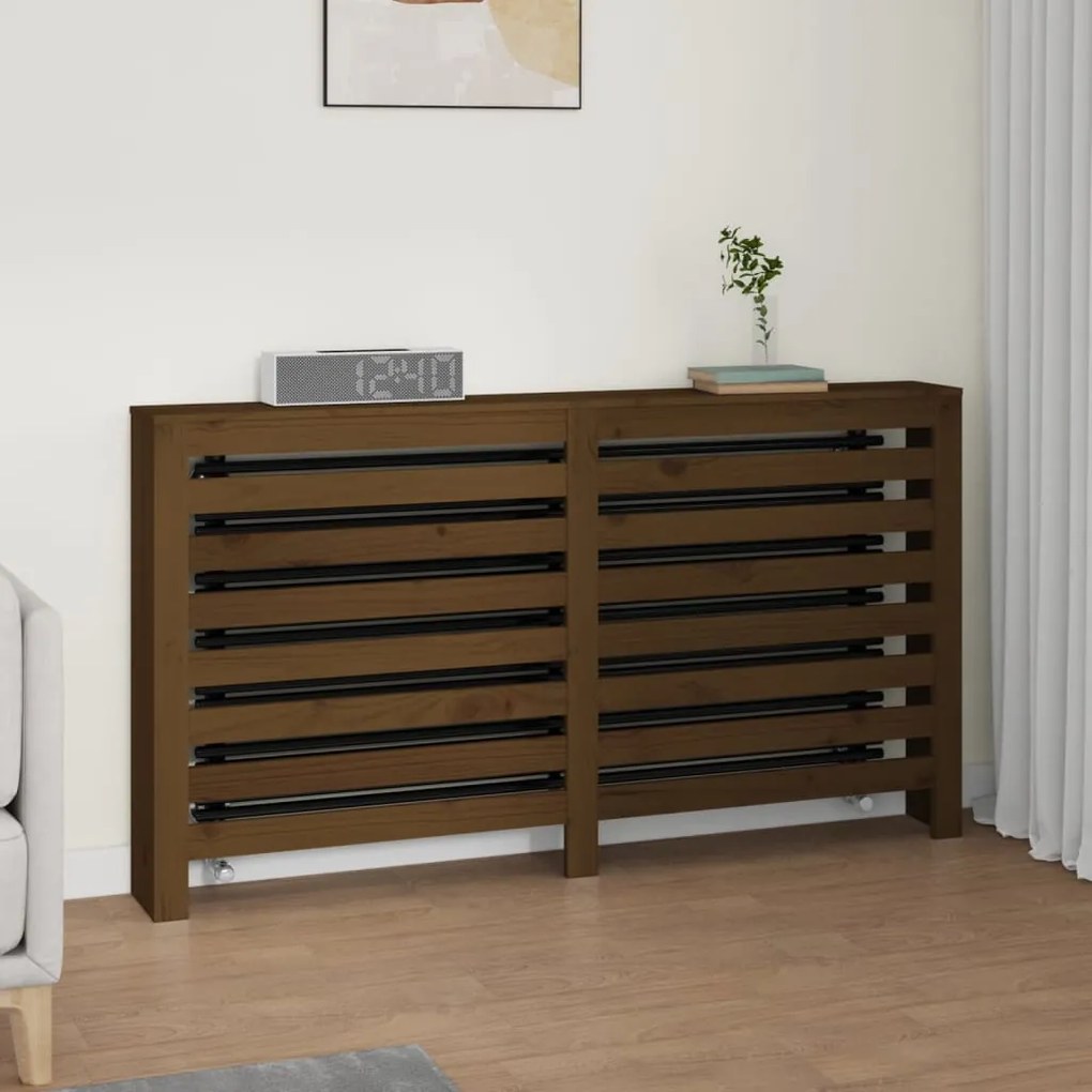 822604 vidaXL Cobertura de radiador 153x19x84 cm pinho maciço castanho mel