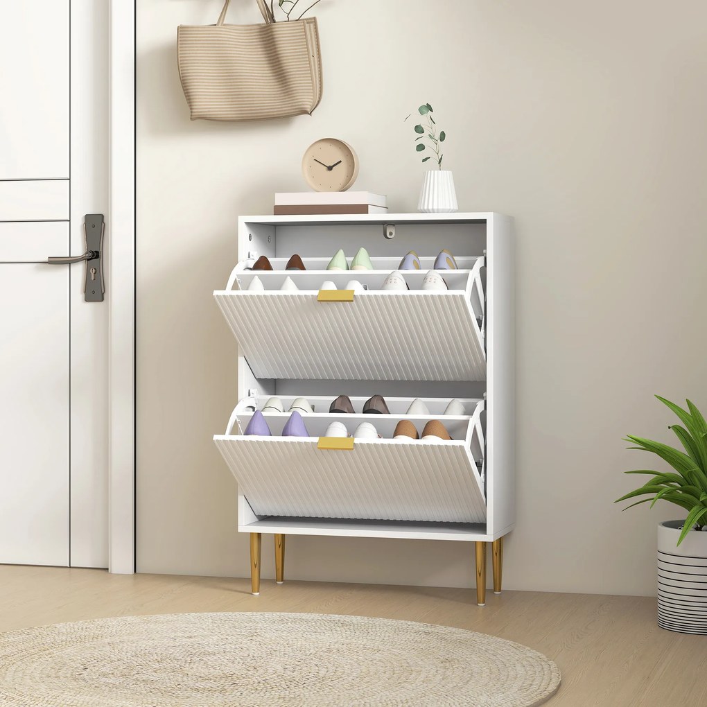Sapateira Estreita Sapateira para Entrada com Prateleiras Ajustáveis para 12 Pares de Sapatos 60x24x91,5 cm Branco