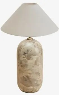 Candeeiro De Mesa Em Pedra Natural Yalvira Mármore Bege Panther & Branco Mate Ø35 Cm - ↑15 Cm Graciela - Sklum