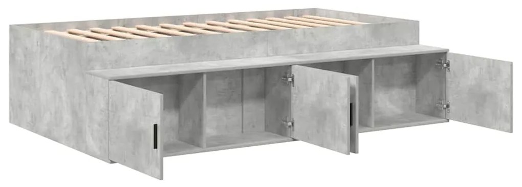 Estrutura de Cama de Armazenamento Cinza Concreto 100x200 cm