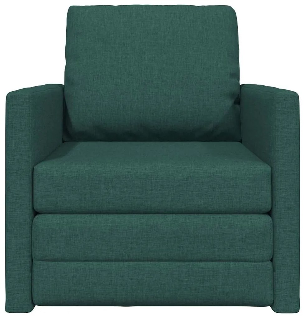 Sofá Cama 2-em-1 Verde Escuro 74x77x81 cm Tecido