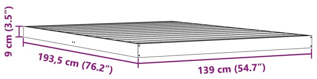Estrutura de cama 135x190 cm madeira pinho maciça castanho cera