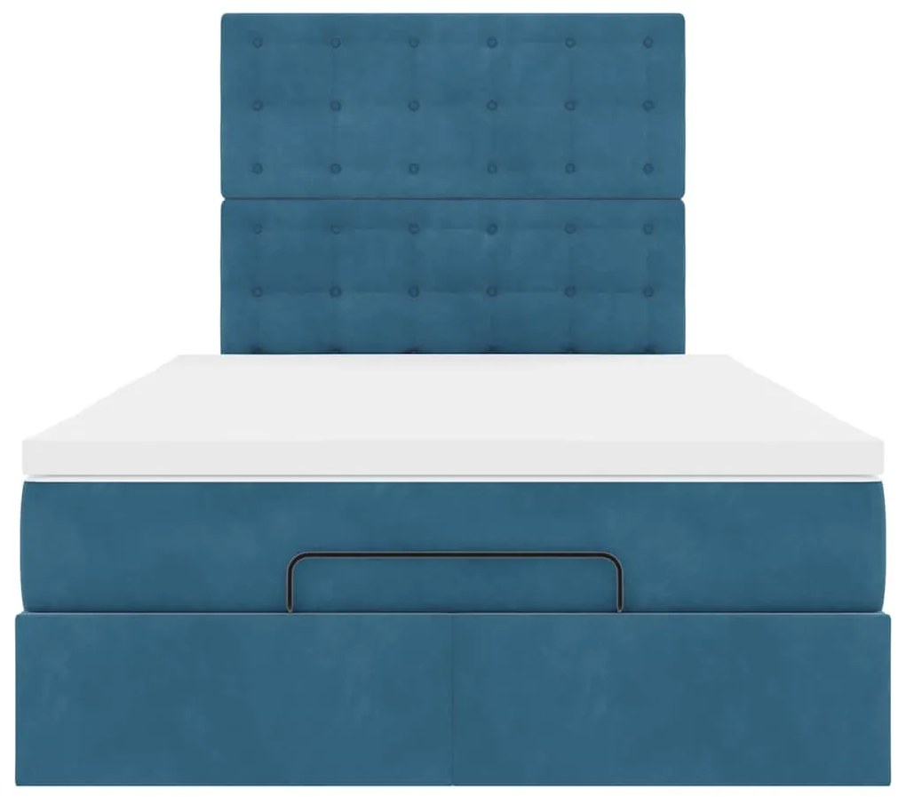Estrutura de cama otomana com colchões azul escuro Veludo