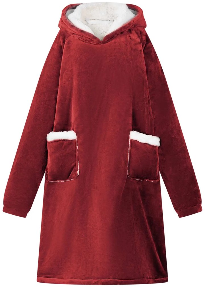 vidaXL Sweatshirt manta Vermelho Bordeaux L Fleece e Flanela