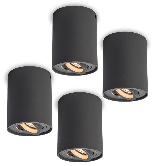 Conjunto de 4 focos rotativos e inclináveis cinzento escuro - Rondoo up Moderno