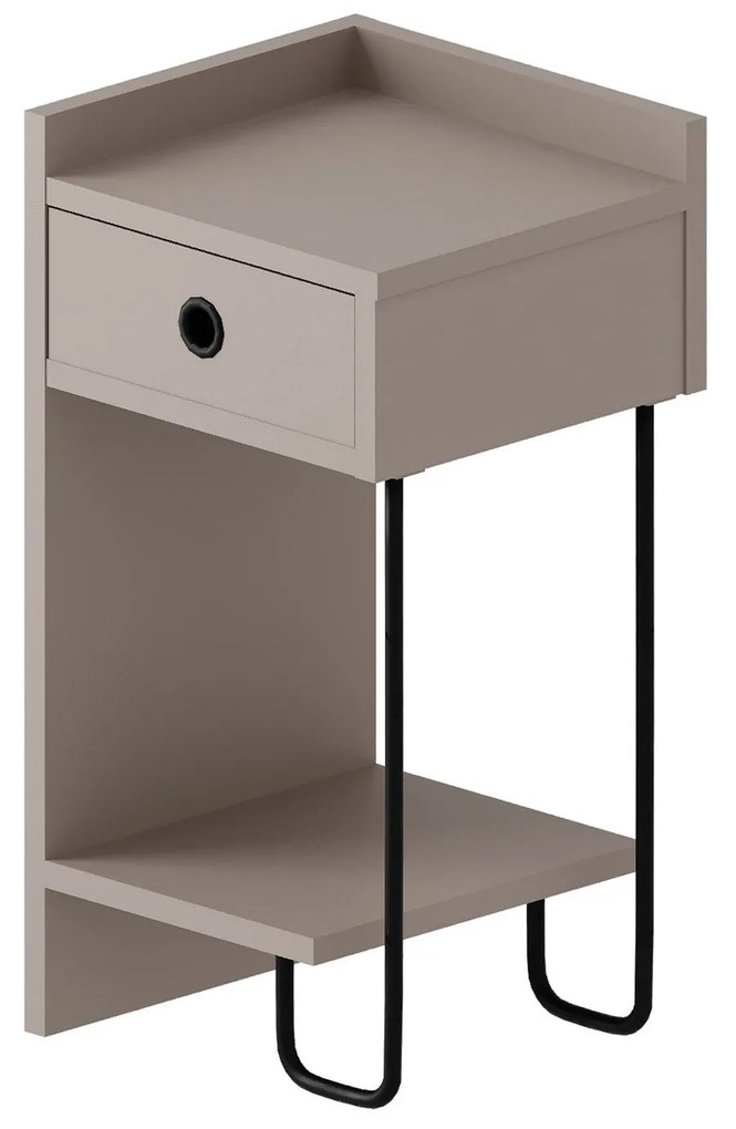 Mesa de Cabeceira Sirius Left – Light Mocha – 32x61x30 cm