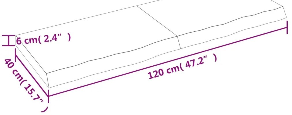 Tampo de mesa 120x40x(2-6) cm carvalho tratado castanho-claro
