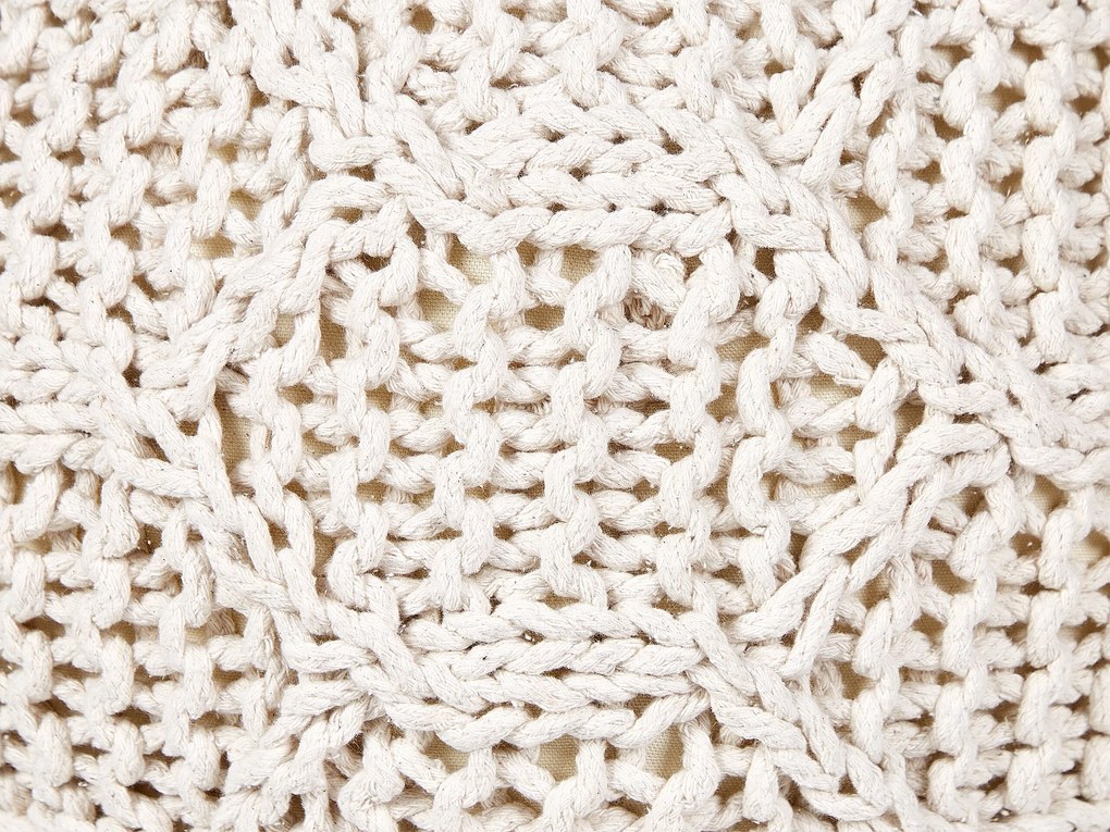 Pufe em macramé de algodão creme ⌀ 50 cm TRIMAN Beliani