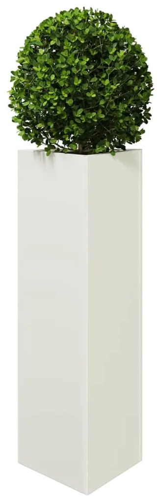 Vaso/floreira de jardim triangular 2 pcs 30x26x75 cm aço branco