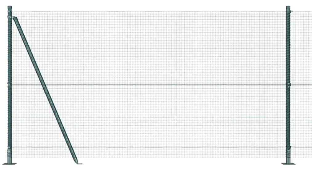 Cerca de Arame Soldado com 13 Postes Flangeados Verde 1.2x50 m Aço
