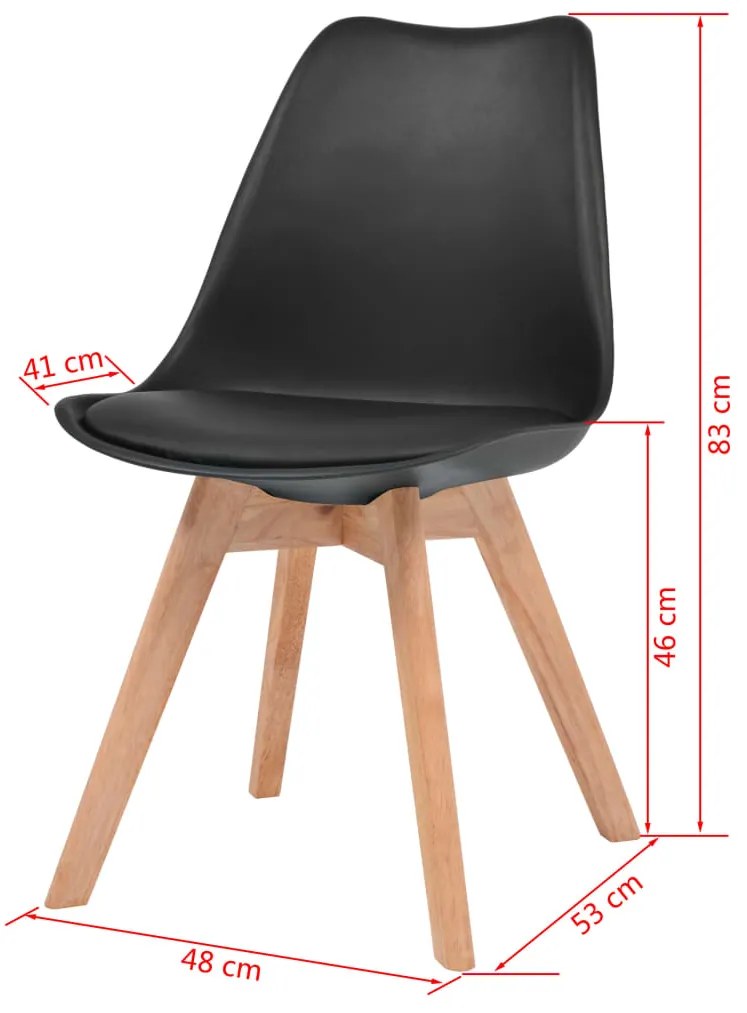 Cadeiras de jantar 6 pcs plástico preto