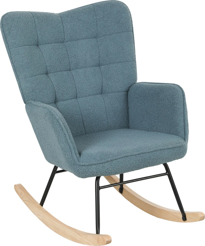 HOMCOM Cadeira de baloiço, forma ergonómica, patins de madeira maciça, até 120 kg, Azul claro | Aosom Portugal