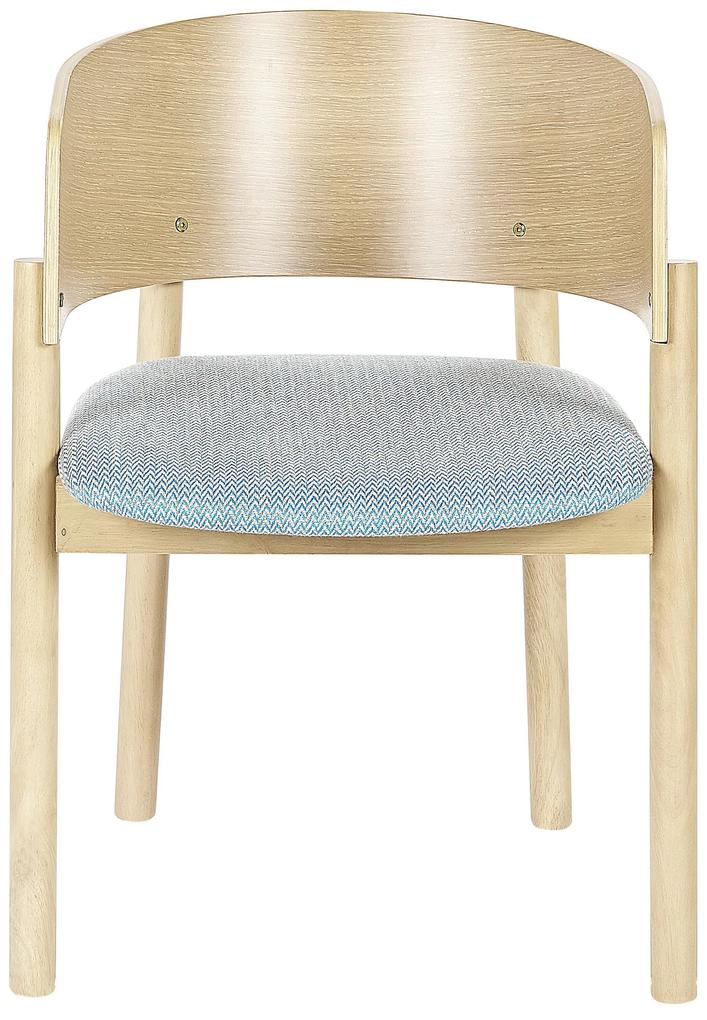Conjunto de 2 cadeiras de jantar em madeira castanha clara e azul claro MARIKANA Beliani