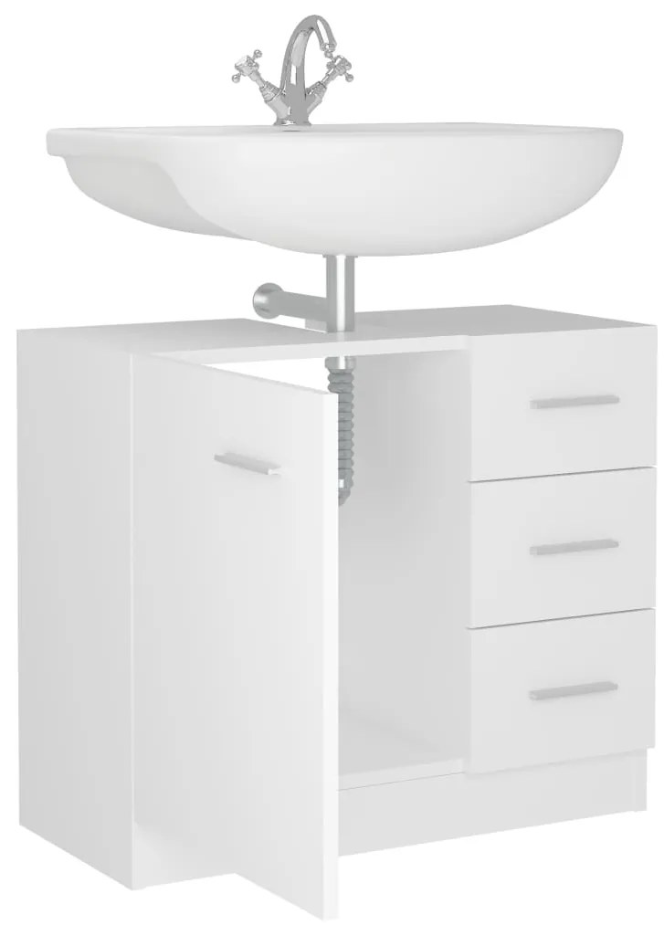 Armário de lavatório 63x30x54 cm derivados de madeira branco