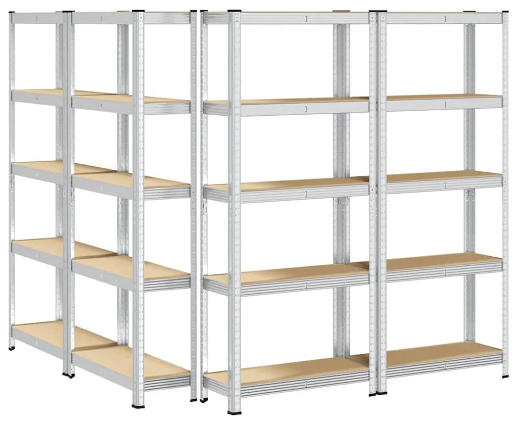 Prateleiras de armazenamento de 5 camadas 4 pcs aço prateado