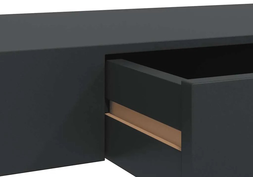 Prateleira de parede suspensa com gaveta 80x25x8 cm preto