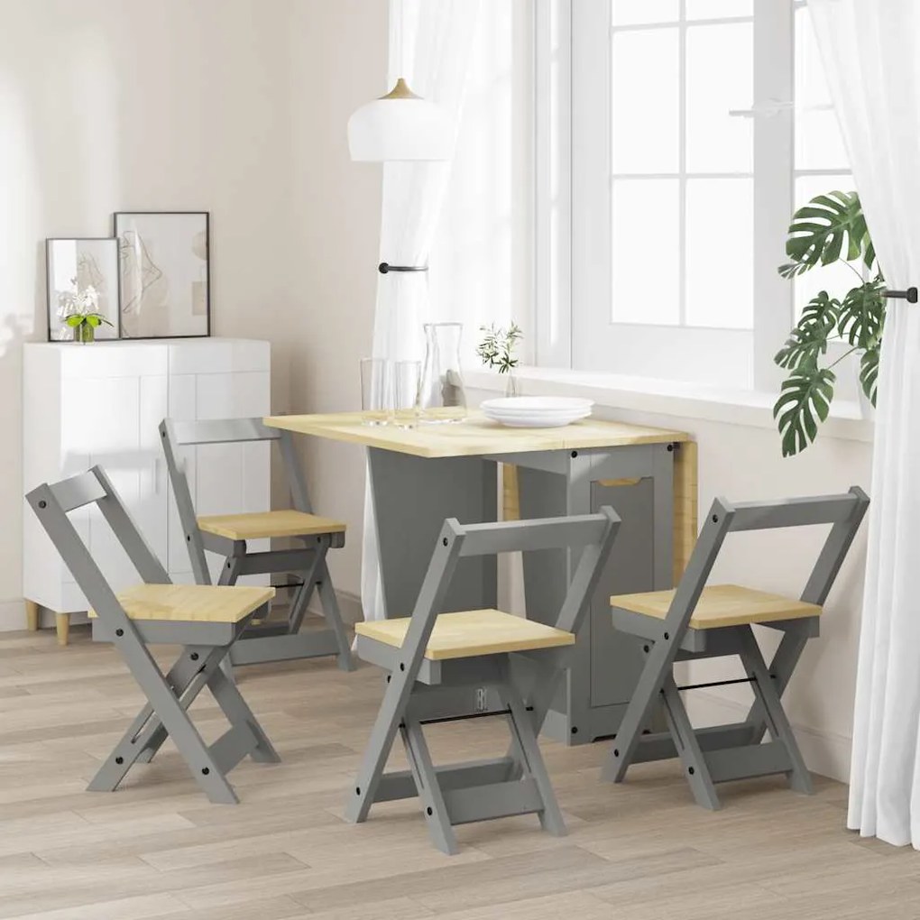 Cadeiras de jantar dobráveis 2 pcs Corona pinho maciço cinzento