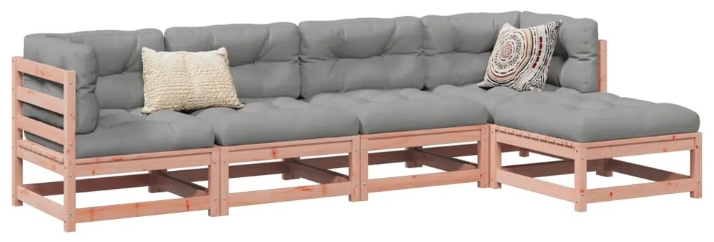 vidaXL 5 pcs conj. sofás jardim c/ almofadões madeira abeto-de-douglas