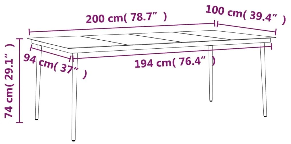 9 pcs conjunto de jantar para jardim c/ almofadões cinza/preto