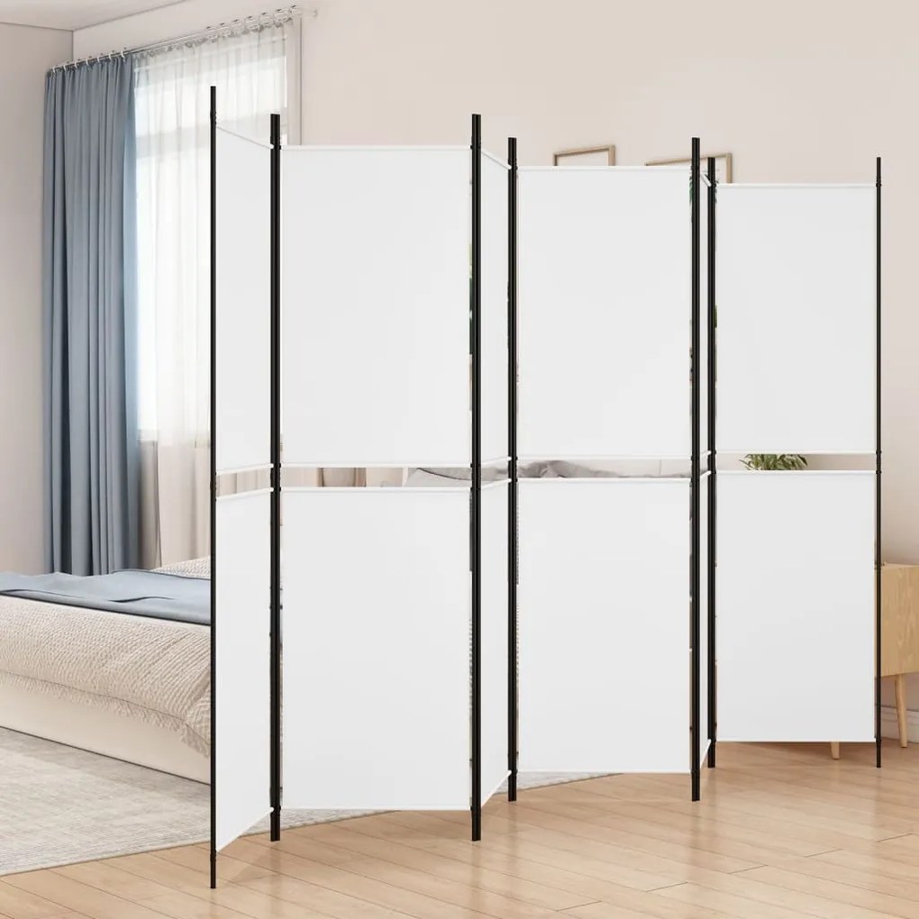 Biombo com 6 Painéis 300x200 cm Tecido Branco
