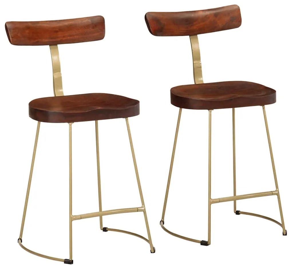 Bancos de bar 2 pcs 49x43x79 cm madeira de mangueira maciça