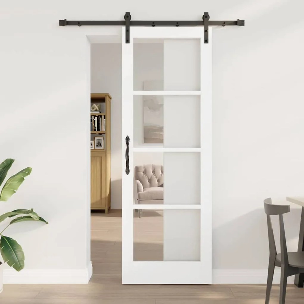 Porta Deslizante vidaXL com Conjunto de Ferragens 'ORKDAL'Branca 73,5x211 cm