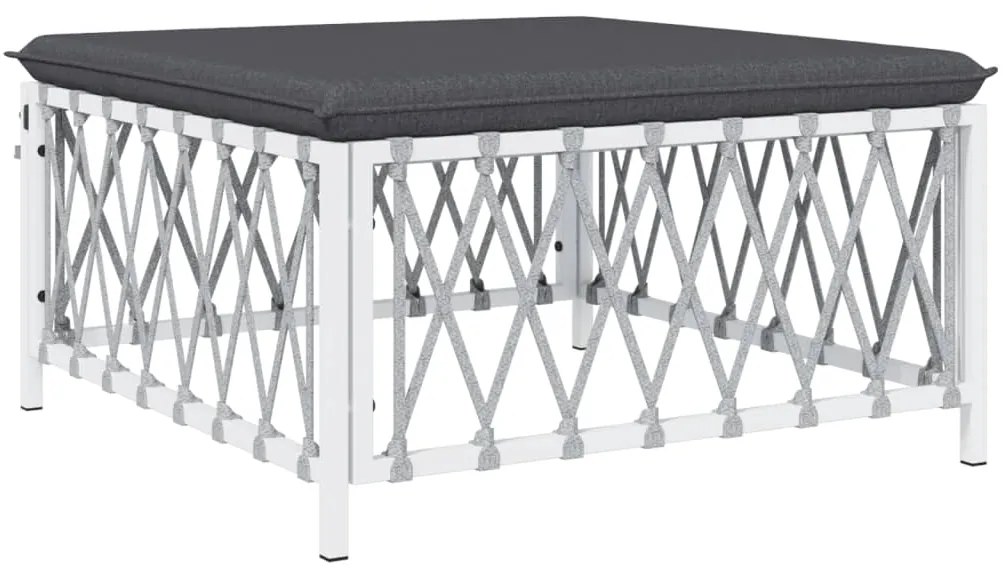 3 pcs conjunto lounge de jardim com almofadões aço branco