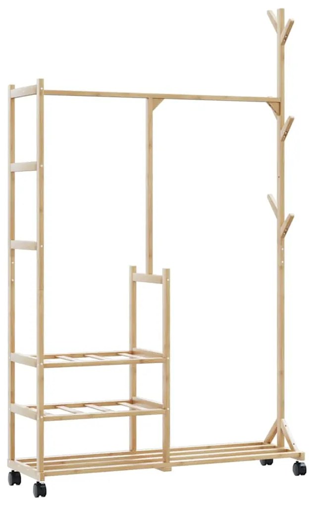 Cabide com prateleiras e rodas 100x38x175,5 cm bambu