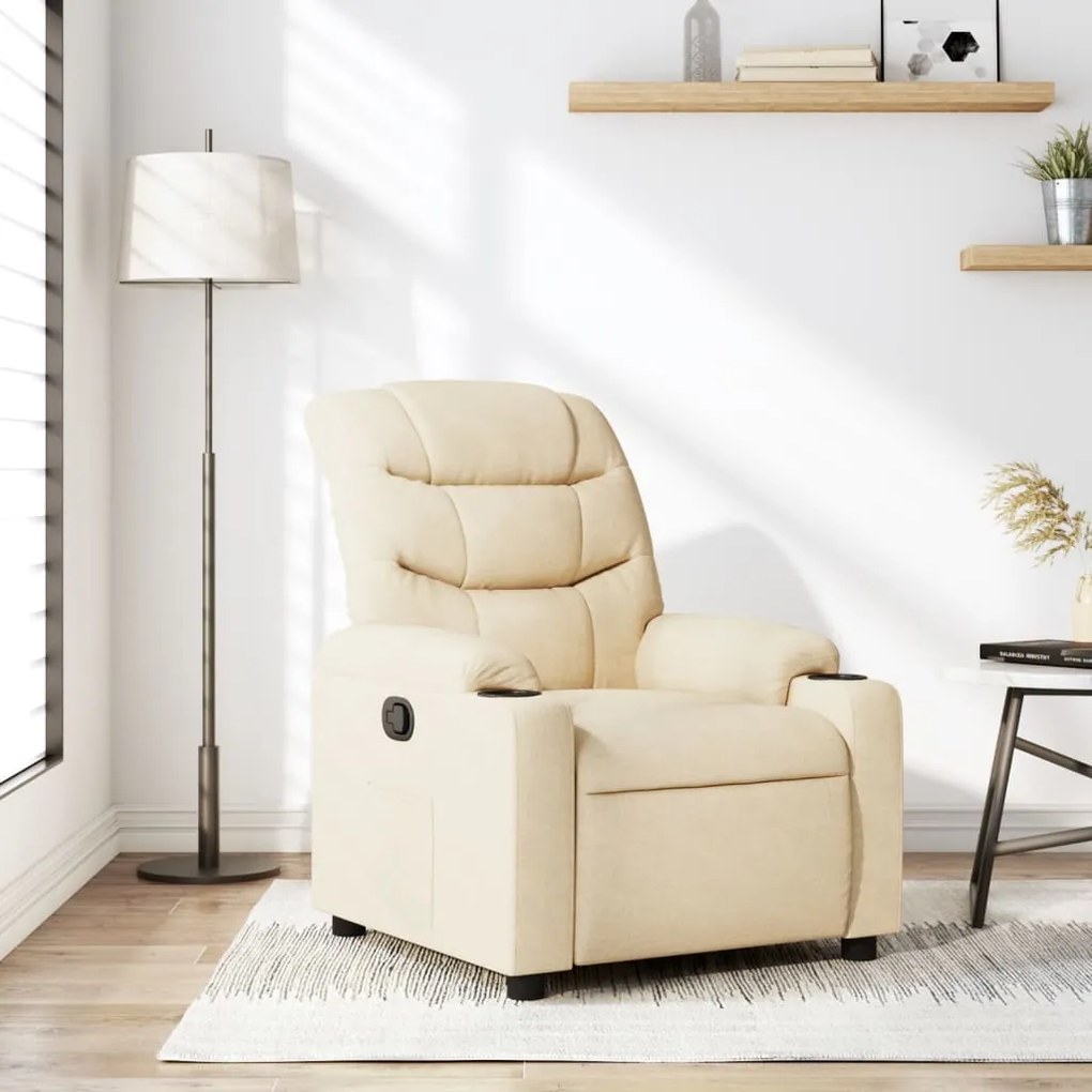 vidaXL Poltrona reclinável tecido cor creme