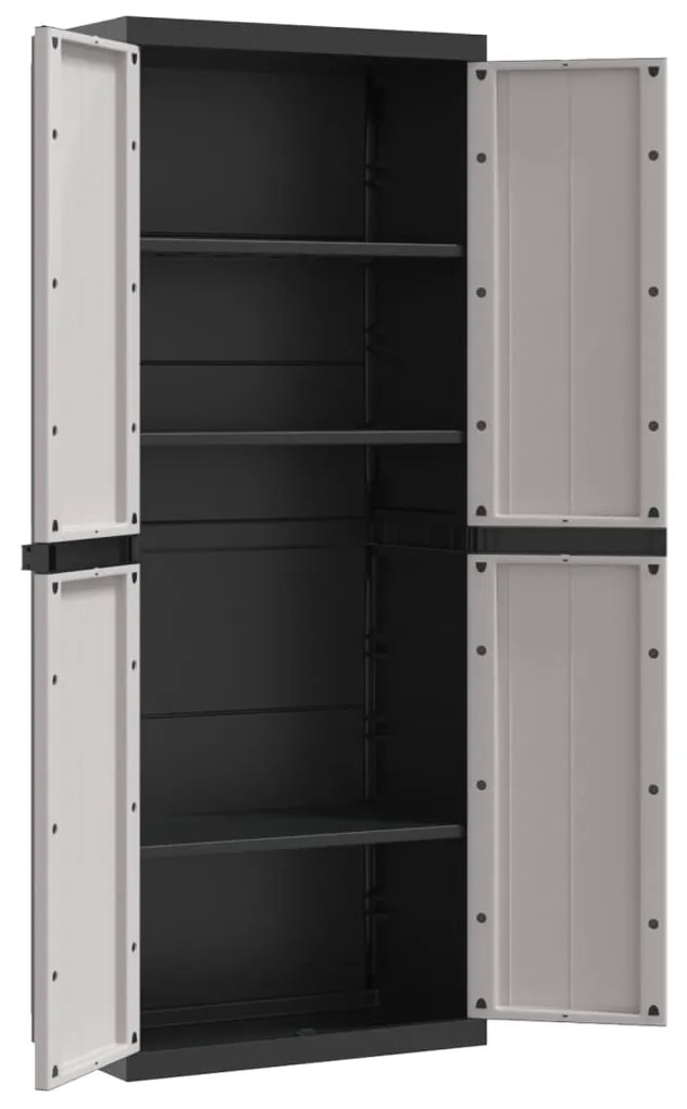 Móvel de arrumação para exterior 65x37x165 PP cinzento e preto