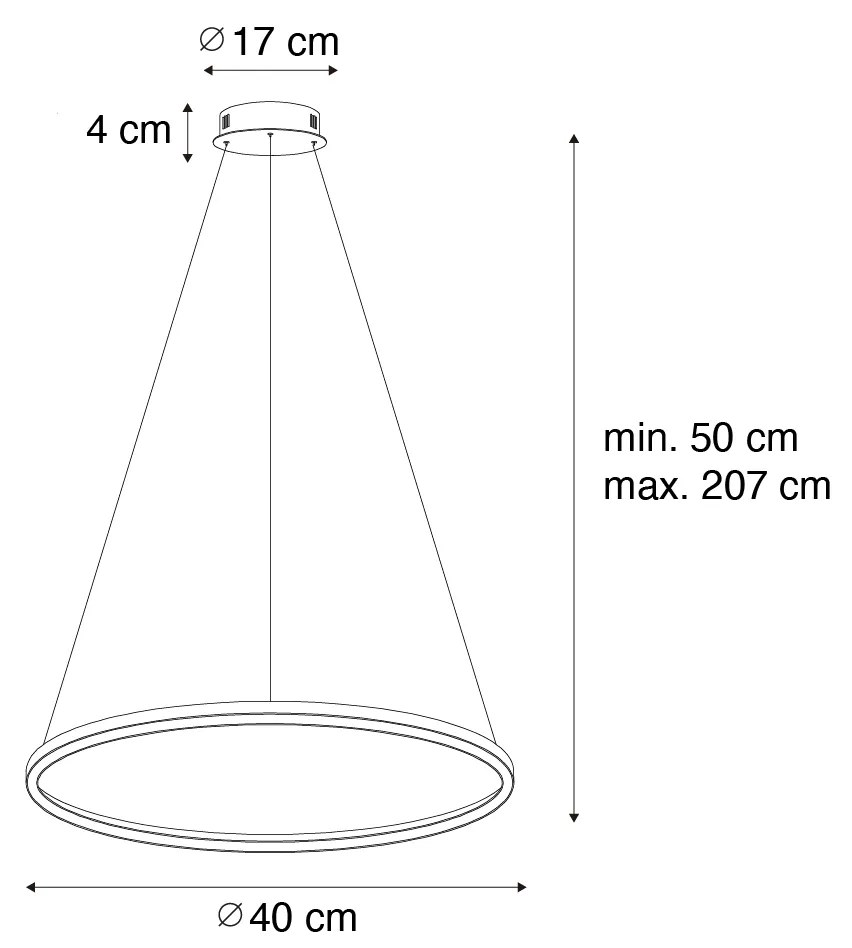 Candeeiro de suspensão em bronze 40 cm com LED regulável em 3 níveis - Girello