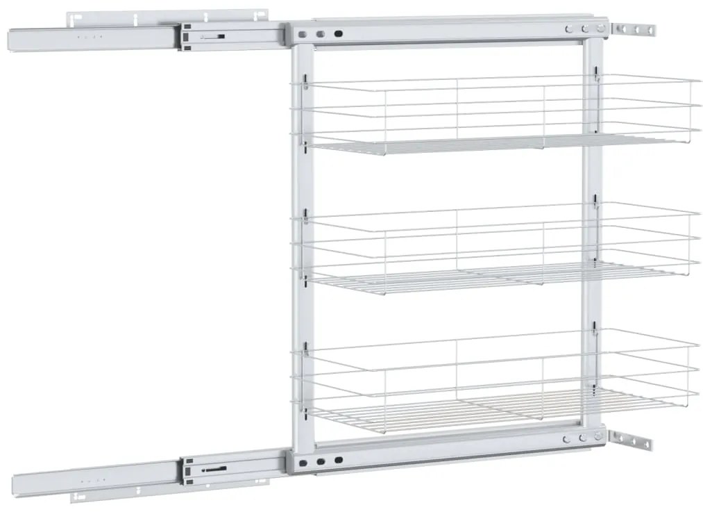 Unidade cestos arame para cozinha 3 pcs 47x25x56 cm prateado