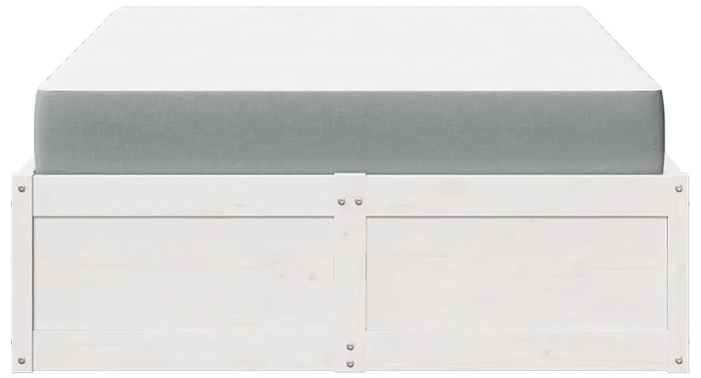 Cama com colchão 120x200 cm madeira de pinho maciça branco