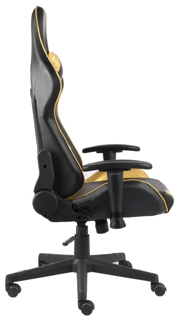 Cadeira de gaming giratória PVC dourado