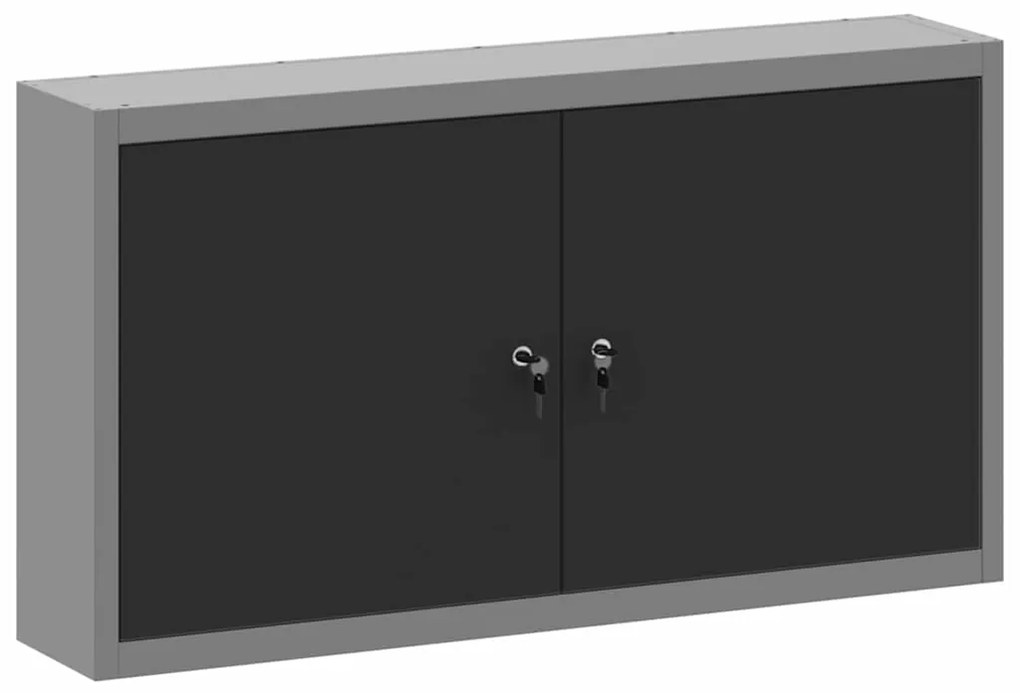 Armário de Ferramentas VidaXL Montado na Parede Preto 100x20x55 cm Aço