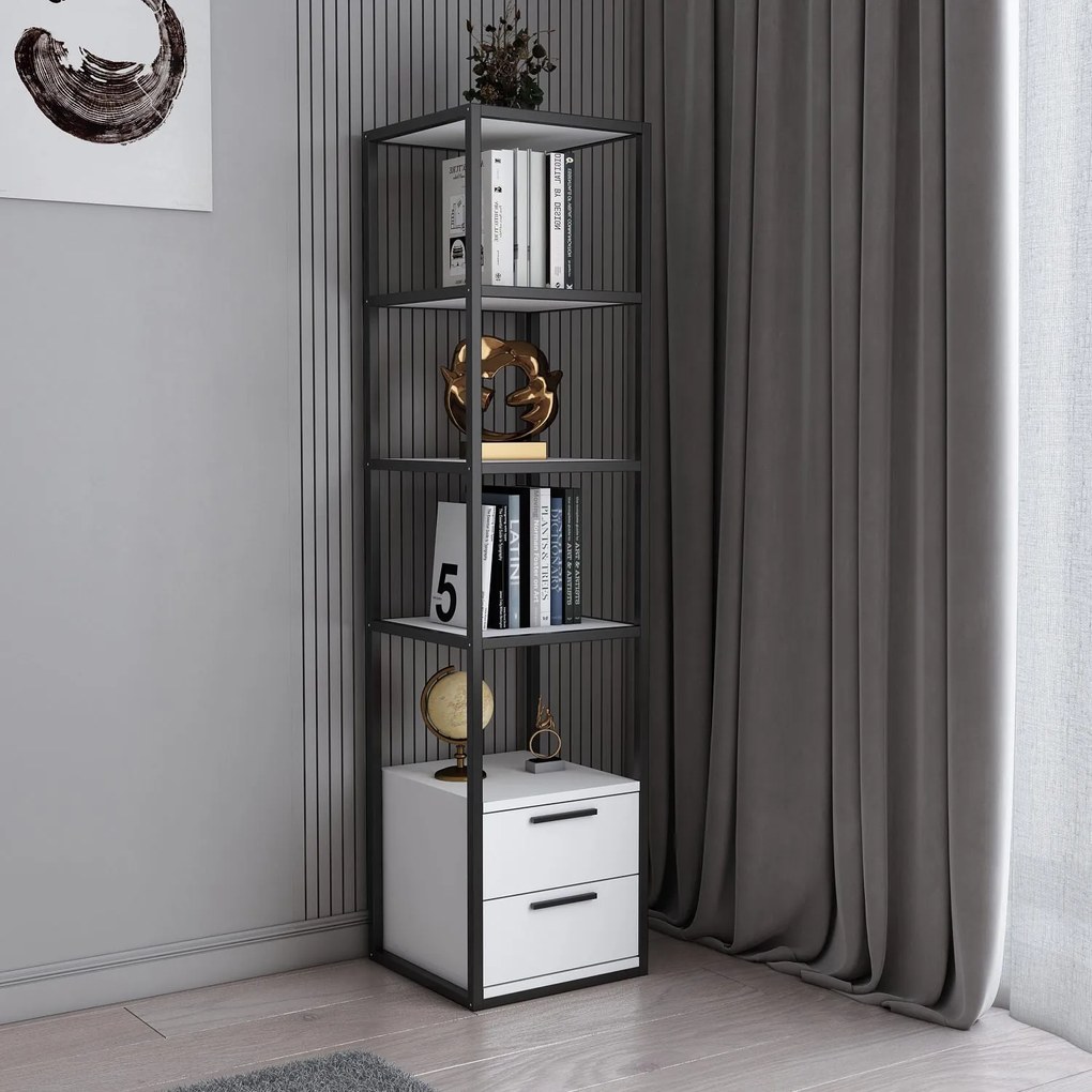 Estante Robbins – Preto e Branco – 39x39x160 cm