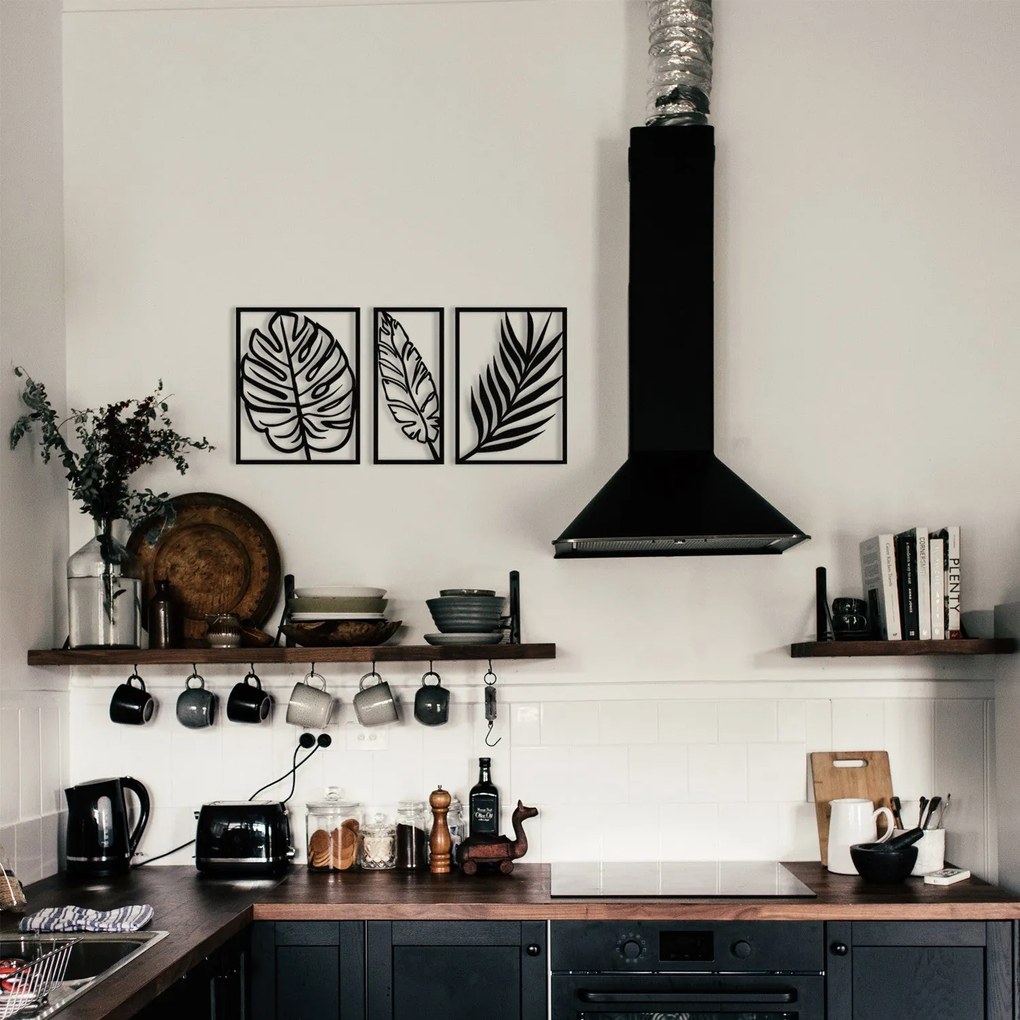 Acessório Decorativo de Parede Leaf2 – Preto – 80 x 38 cm