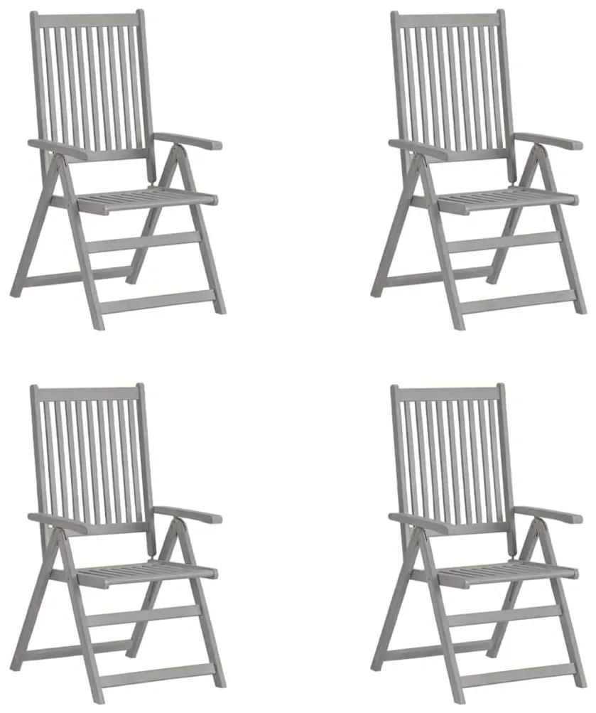 Cadeiras jardim reclináveis 4 pcs madeira acácia maciça cinza