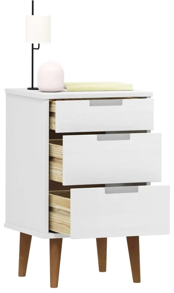 Mesa de cabeceira MOLDE 40x35x65 cm pinho maciço branco