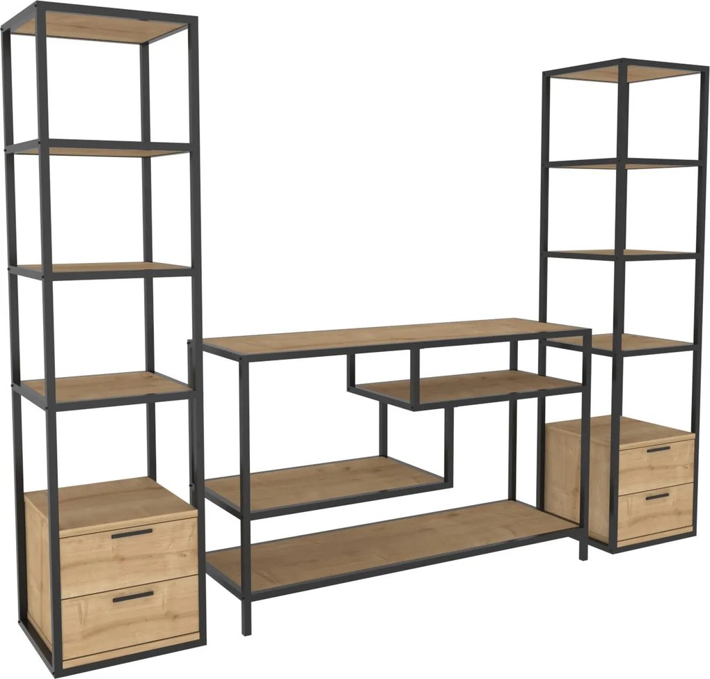 Unidade de TV Robbins – Preto Carvalho – 198 cm x 39 cm x 160 cm