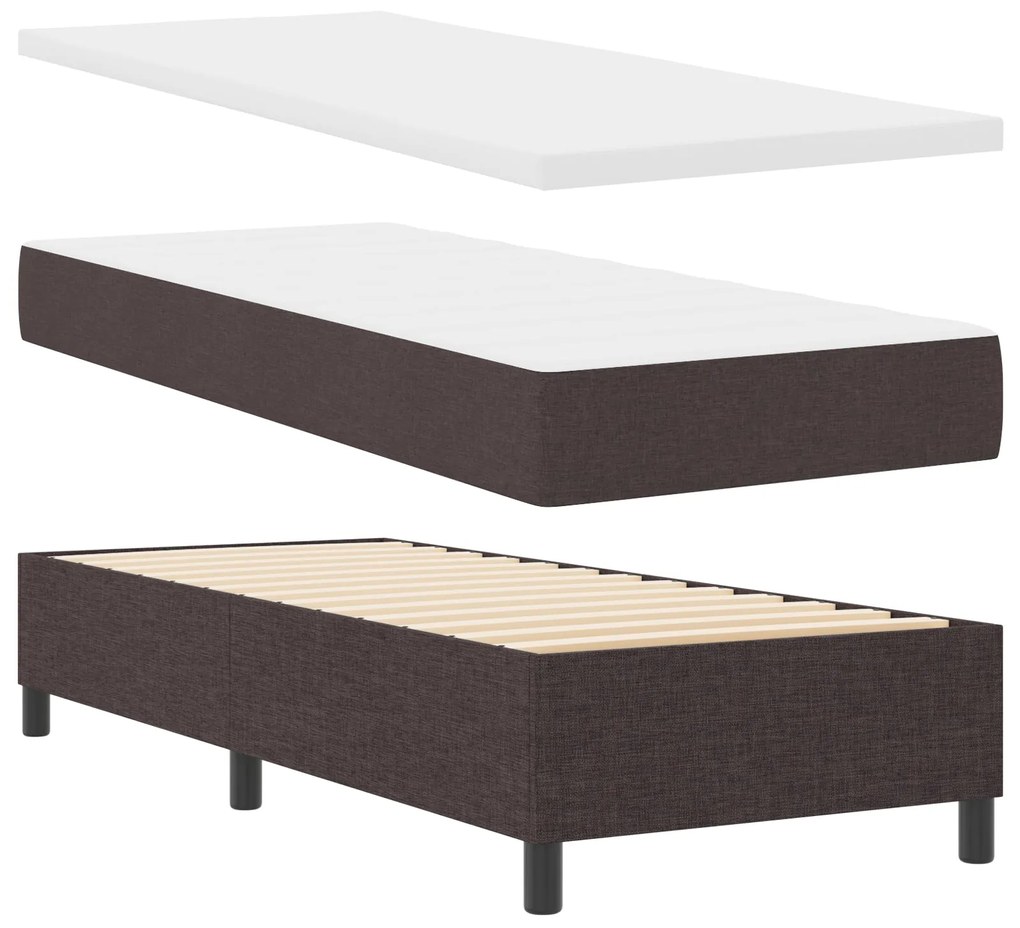 Cama Box Spring vidaXL com Colchão e LED Marrom Escuro 90x190 cm Tecid