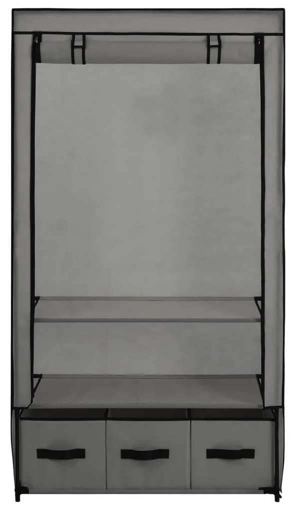 Roupeiro 87x49x159 cm tecido cinzento